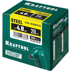 Заклепки стальные Steel (500 шт; 4.8х20 мм) Kraftool 311703-48-20