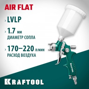 Пневматический краскопульт c верхним бачком KRAFTOOL AirFlat LVLP 06524-1.7