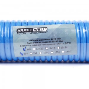 Шланг воздушный полиуретановый, спиральный 5x8 мм, 6 м KraftWell KRW-HC050806