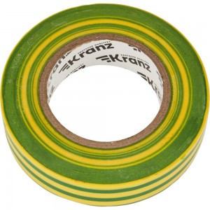 Изолента ПВХ KRANZ 19 мм х 25 м, 0.13 мм, желто-зеленая KR-09-2207