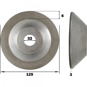 Круг алмазный шлифовальный 12А2-45 (125х6х3х32 мм; 100/80) КристАл Лтд 34015