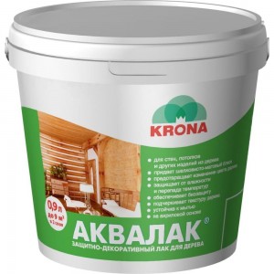 Защитно-декоративный лак для дерева KRONA Аквалак (бесцветный; 0,9 л) 66360205