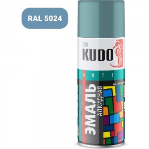 Аэрозольная краска в баллончике KUDO высокопрочная алкидная универсальная глянцевая RAL 5024 серо-голубая KU-10114