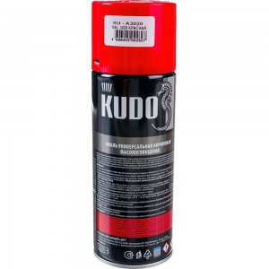 Высокоглянцевая акриловая эмаль KUDO красная RAL 3020, аэрозоль 520 мл 11606220