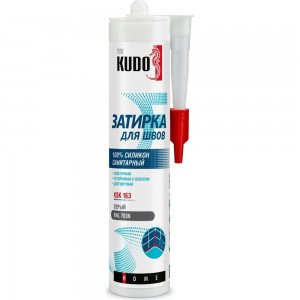 Герметик-затирка для швов KUDO HOME силиконовый санитарный, серый RAL 7039 KSK-163