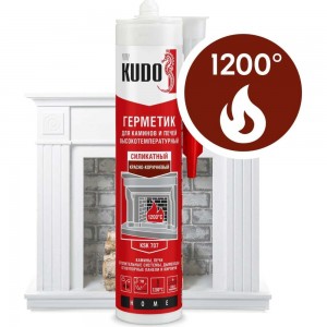 Герметик KUDO HOME для каминов и печей 1200С силикатный красно-коричневый 280 мл KSK-707