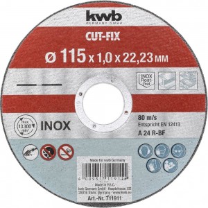 Диск отрезной 115x1х22,2 мм по металлу KWB 711911