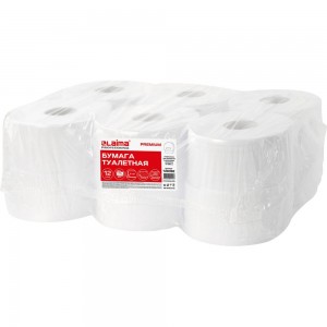 Туалетная бумага ЛАЙМА 170 м, комплект 12 шт., люкс, 2-х слойная, белая, 126092