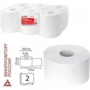 Туалетная бумага ЛАЙМА 170 м, комплект 12 шт., люкс, 2-х слойная, белая, 126092