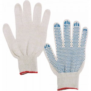 Хлопчатобумажные перчатки ЛАЙМА Комплект 300 пар, 7.5 класс, 46-48 г, 166 текс, ПВХ точка 600994