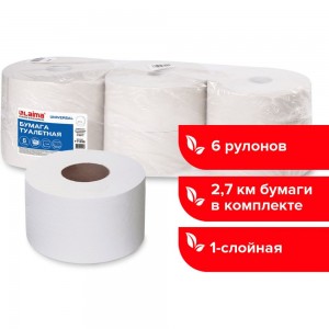 Туалетная бумага в больших рулонах ЛАЙМА UNIVERSAL 1-слойная 6 рулонов по 450 метров, цвет 111336