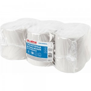 Рулонные бумажные полотенца ЛАЙМА H1 UNIVERSAL 200 м, 1 слой, серые, комплект 6 рулонов 112502