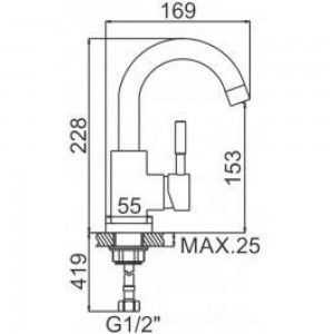 Смеситель для умывальника LEDEME картридж 35 мм, нержавейка, L1098-3 65883