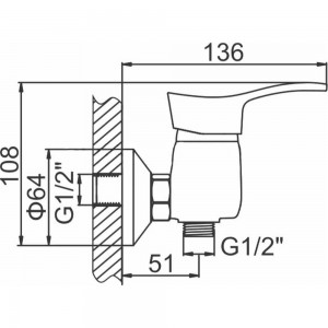 Смеситель для душа Ledeme L2014-B 65703