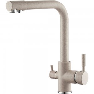 Смеситель для кухня с выходом питьевой воды LEDEME картридж диаметр 35 мм, бежевый-матовый L4055K-3 807025