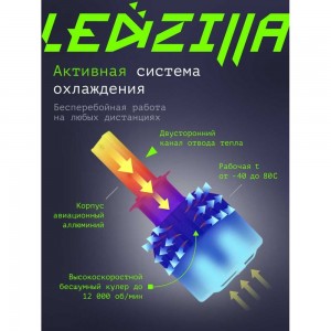 Светодиодные лампы LED для авто LEDZILLA C6 H1 18Вт 12В лампочки для автомобилей в фары, комплект 2шт C6-H1
