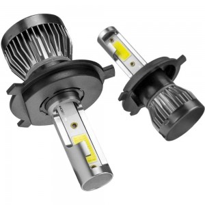 Светодиодные лампы LED для авто LEDZILLA X1 H4 18Вт 12В, дневного света, лампочки для автомобилей в фары, (ДХО), птф лед, комплект 2шт X1-H4
