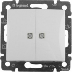 Двухклавишный выключатель Legrand Valena 774428 с подсветкой, белый