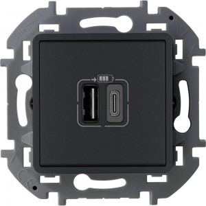 Зарядное устройство с двумя USB-разьемами A-C Legrand 240В/5В 3000мА - INSPIRIA - антрацит 673763