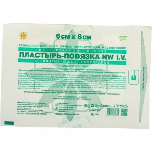 Пластырь для фиксации катетеров LEIKO 6x8 см на нетканой основе с u-образным вырезом и впитывающей прокладкой 630276