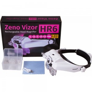 Налобная лупа Levenhuk с аккумулятором Zeno Vizor HR6 72615