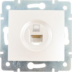 Компьютерная розетка Lezard, KARINA, жемчужно-белый перламутр, 707-3088-139