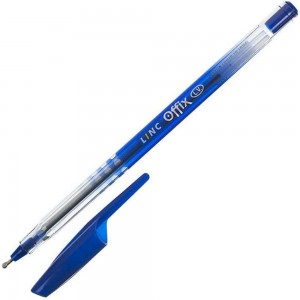 Шариковая ручка Linc OFFIX 1 мм синий прозрачный корпус 1500FW/blue
