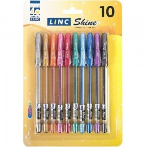 Набор гелевых ручек LINC SHINE 1 мм, с блестками, 10 цветов 1001G