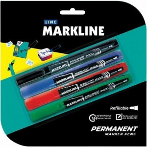Набор перманентных маркеров Linc PERMANENT 2.5-3.7 мм, круглый, 4 шт P100/4color