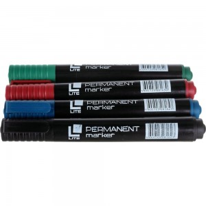 Набор перманентных маркеров LITE PERMANENT 1-3 мм круглый пишущий узел 4 цвета PML01-4