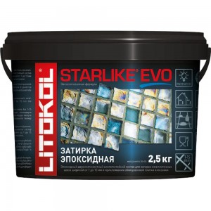 Эпоксидный состав для укладки и затирки мозаики и керамической плитки LITOKOL STARLIKE EVO S.130 GRIGIO ARDESIA 2.5 кг 485180003