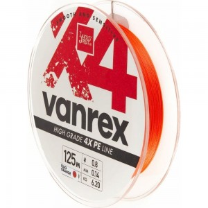 Плетеная леска Lucky John Vanrex х4 BRAID Fluo Orange 125/014 LJ4113-014