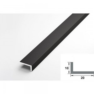 Декоративный угловой профиль ЛУКА алюминиевый, 20х10х1,5 мм, 2,7 м, 5 шт./уп. черный УТ000020775