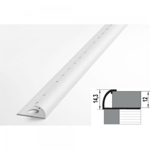 Профиль окантовочный полукруглый алюминиевый ЛУКА 9 мм, 2,7 м, Белый УТ000013621