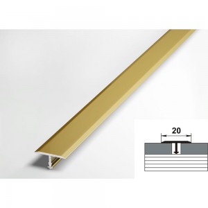 Порог Т-образный алюминиевый Лука 20 мм, 2,7 м, Золото УТ000038609