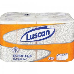 Бумажные полотенца Luscan 2 слоя, белые, 8 рулонов по 12 метров 1178130