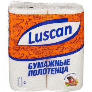 Бумажные полотенца Luscan 2 слоя, белые, 2 рулона по 12.5 метров 317393