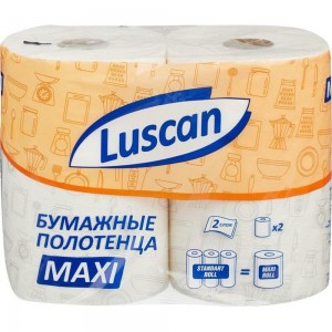 Бумажные полотенца Luscan Maxi 2-слойные, белые, 2 рулона по 35 метров 880887