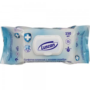 Антибактериальные влажные салфетки Luscan с крышкой 150 шт в упаковке 1587437
