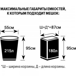 Мешки для мусора в упаковке (50 шт, 1000х1400 мм, 240 л, 50 мкм, ПВД, черные) Luscan 1623268