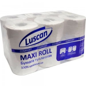 Туалетная бумага Luscan ComfortMax 2 слоя, белый, целлюлоза, 50 м., 400 л., 12 рул/уп 1519339