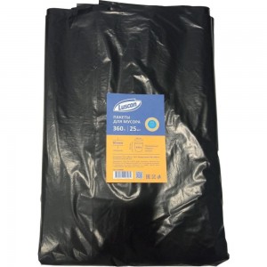 Мешки для мусора в упаковке (25 шт, 1300х1600 мм, 360 л, 60 мкм, ПВД, черные) Luscan 1578696
