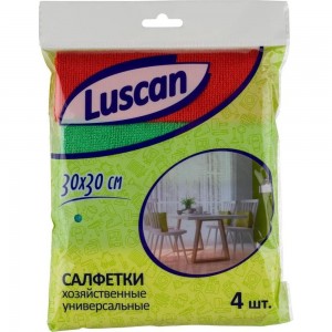Хозяйственные салфетки Luscan микрофибра 30x30 см 220 гкв.м 4 штуки в упаковке 1604406