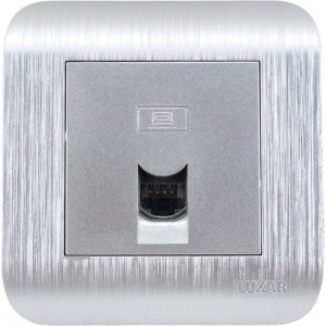 Компьютерная розетка LUXAR Deco с/у RJ-45 серебро с рифленой рамкой 4606400620396