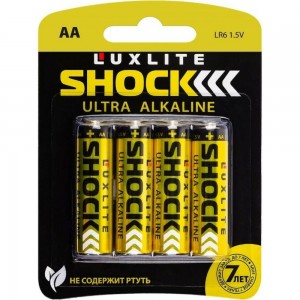 Батарейки Luxlite Shock АА 4 штуки в блистере GOLD 7761