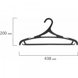 Вешалки-плечики ЛЮБАША размер 46-48, комплект 3 шт, плоские, перекладина, крючки, черные 605547