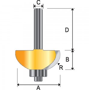 Фреза внешний радиус Галтель (28.6х12.7х8х32 мм; R9.52 мм; S8) Makita D-11477