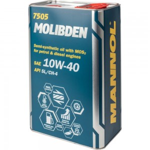 Полусинтетическое моторное масло MANNOL MOLIBDEN 10W40 Metal, 4 л 1121M