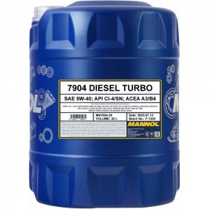 Синтетическое моторное масло MANNOL DIESEL TURBO 5W-40 20 л 1052