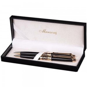 Набор Manzoni VENEZIA шариковая ручка + карандаш цвет корпуса: черный футляр кожзам 2 предмета AP009BP101098*